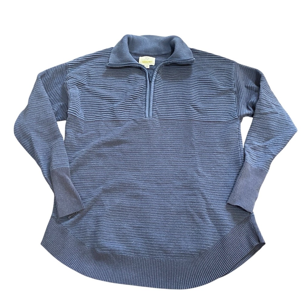Offline By Aerie 1/4 Zip Sweater Jacket‎ Blue Size Small Athleisure Active
